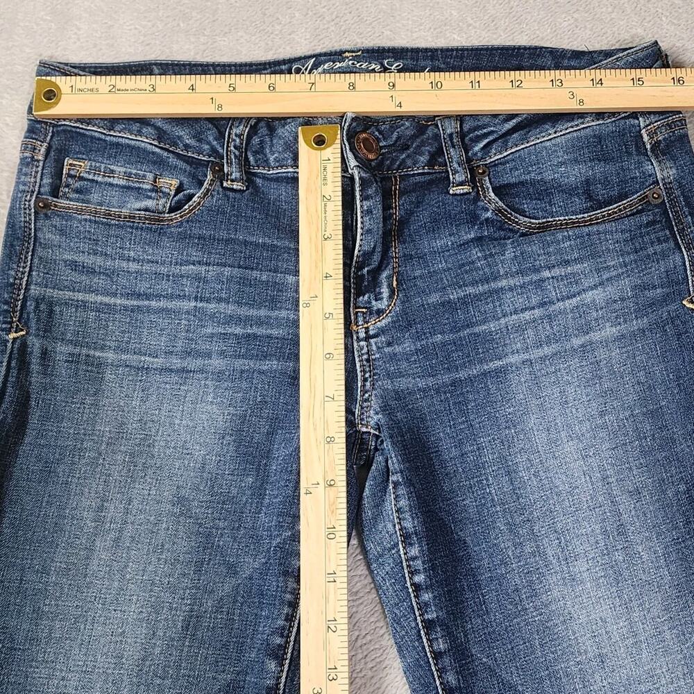 American Eagle Skinny Kick Jeans Bootcut Low Rise Dark Wash Denim Womens Size 10 - Picture 10 of 11